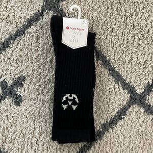 Pure Barre Black Pumpkin Face Grip Athletic Socks Long